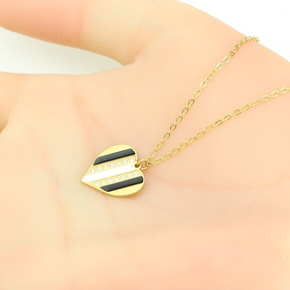 Gold Heart Pendant Yellow Necklace with Crystal Accent, XPNL0362 - Picture 6 of 12